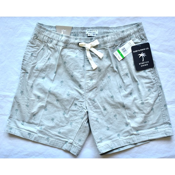TRUNKS SURF & SWIM CO. NWT STRETCH CHINO PALM PULL-ON LIGHT DENIM SHORTS. SIZE L - Picture 3 of 7